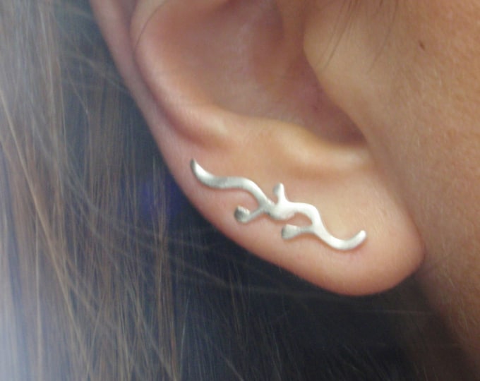 Sterling Silver Infinity Ear Climber Crawler Earrings With