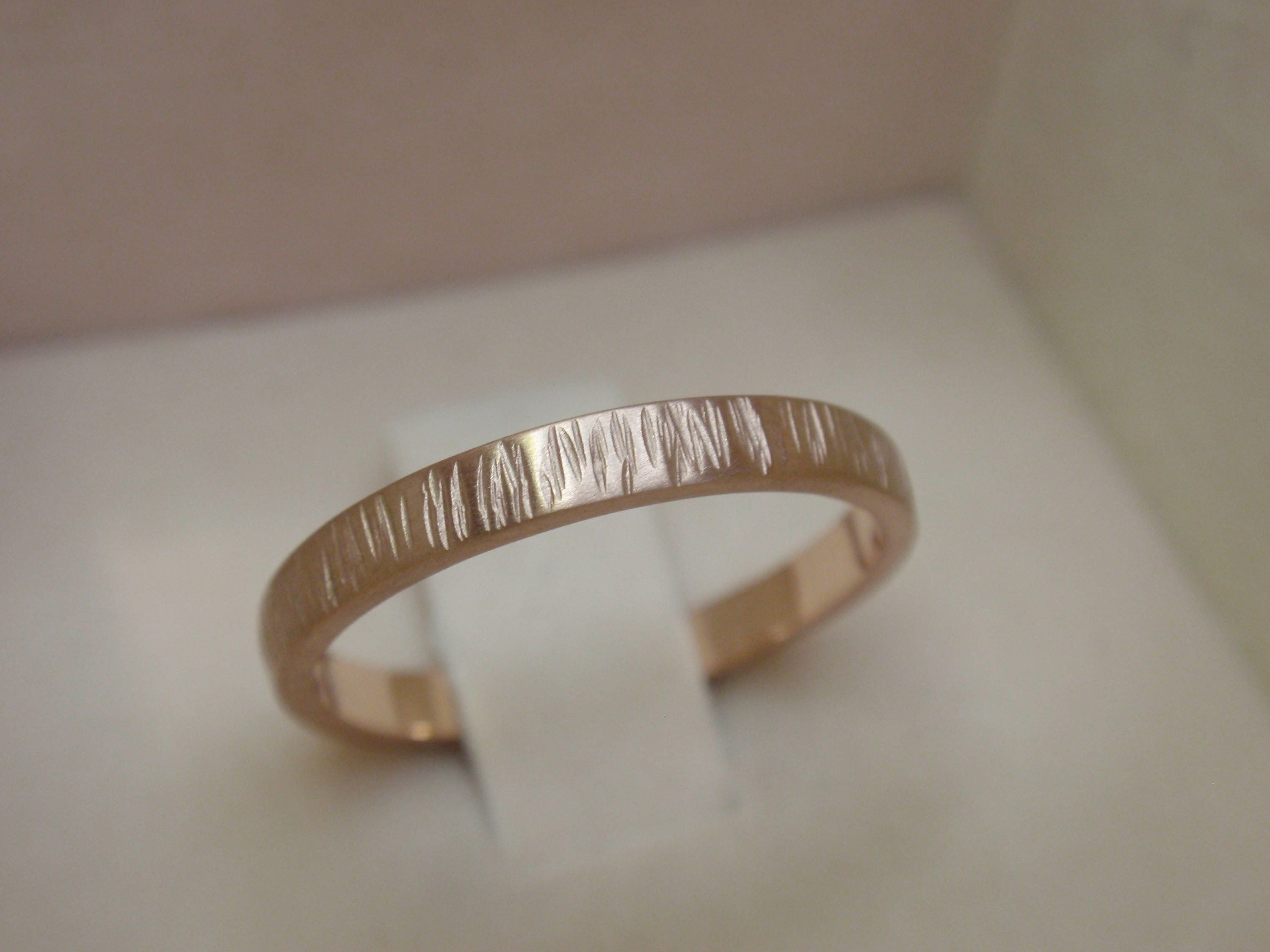 Wedding Band Women Rose Gold Wedding Ring Men Engagement Ring Tree Bark