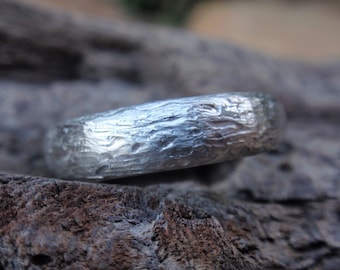 Handmade Sterling Silver Twig Wedding Band Ring, 5mm Rustic Jewelry