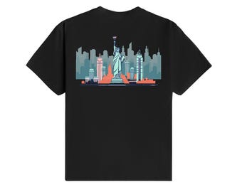 New York City: Iconic Skyline with Statue of Liberty & Empire State Building T-Shirt