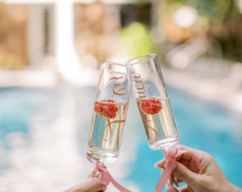 Copa de champán para despedida de soltera, copa de vino para dama de honor, regalo para dama de honor, regalo de boda
