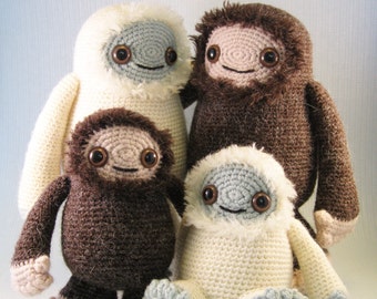 Yeti und Bigfoot Amigurumi Muster PDF - Häkelanleitung - jetzt mit zusätzlichen süßen Monstern!