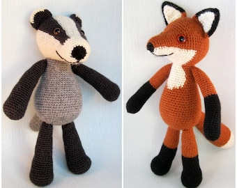 Blackberry the Badger and Bracken the Fox Amigurumi Pattern PDFs - Crochet Patterns