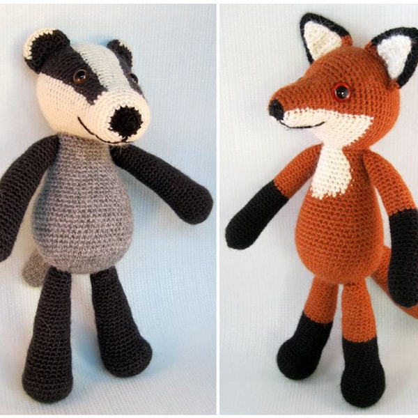 Blackberry the Badger and Bracken the Fox Amigurumi Pattern PDFs - Crochet Patterns