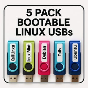 Complete Linux Starter Pack – 5 USB Drives w/ Preinstalled Linux OS – Colorful Bundle