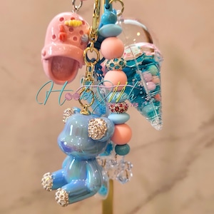 Shoe Bling Bear Bag Charm: Liquid Ice-cream Cone Cluster Accessory