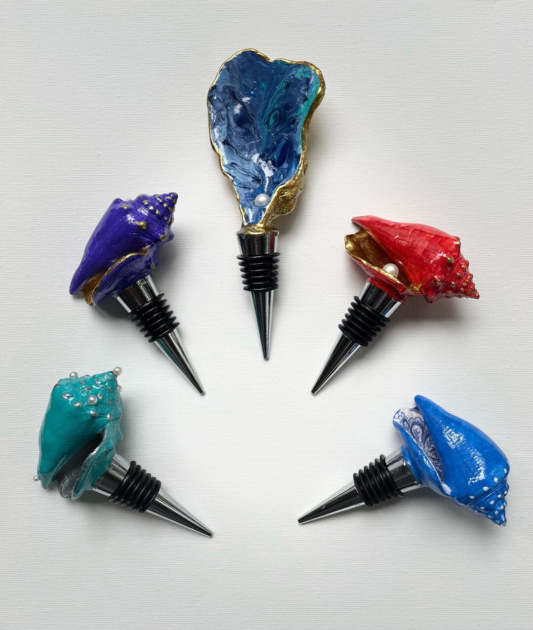 Coastal Oyster Shell Wine Stoppers Beach Decor Handcrafted Gift for ...