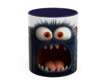 Monster Mug Navy Blue Collection 1 (11oz) Coffee Mug, Funny, Humor, Kids Mug, Gift for Her Him, Present, Birthday, Holiday