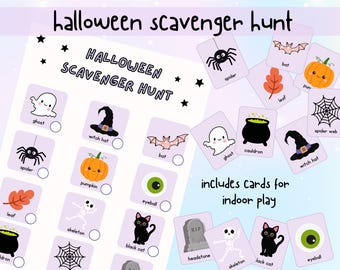Halloween Scavenger Hunt, Halloween Games for kids, Halloween Dominoes, Movement game, Halloween Party