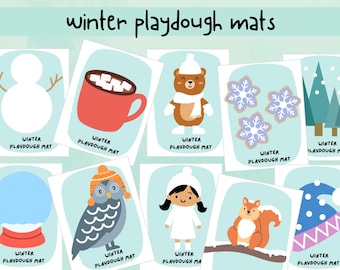 Winter Activity for Kids, Playdoh Mats, Winter Playdough Mats, Winter Activity for Preschool, Homeschool, Preschool