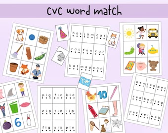 CVC Words, CVC Reading, Kindergarten Reading, Matching Activity for Kids, Kindergarten Activity
