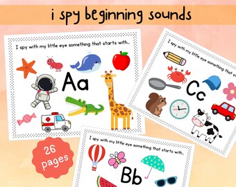 I Spy Beginning Sounds, Beginning Sounds Activity, ABC I Spy, Alphabet game