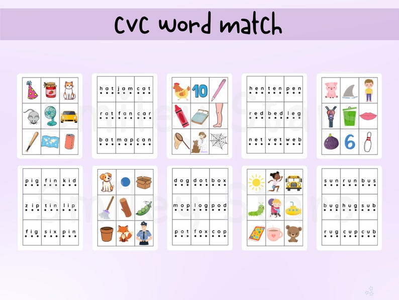 CVC Words, CVC Reading, Kindergarten Reading, Matching Activity for ...