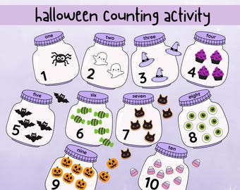 Halloween Activity for Kids, Halloween Counting Activity, Preschool Activity, Math For Kids