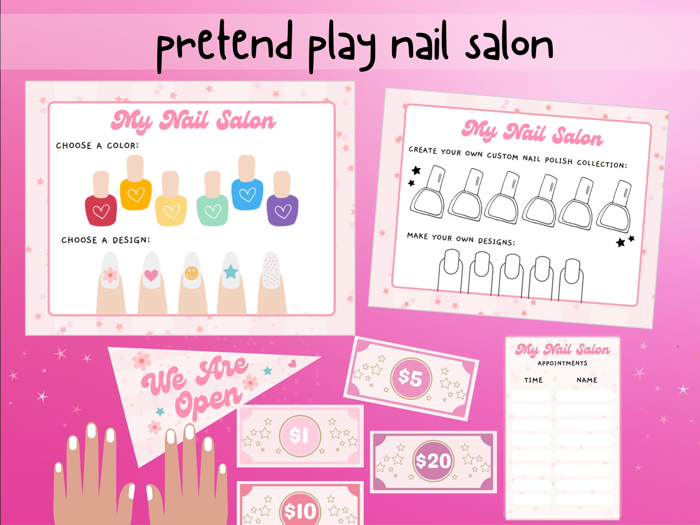 Pretend Play Nail Salon, Kids Manicure Play, Nail Salon, Pretend Play