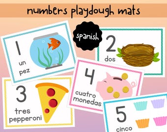 Numbers Playdoug Mats (Spanish), Spanish learning, Numbers in Spanish, Spanish Activity