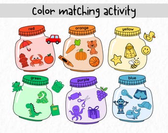 Color Matching Activity for Kids, Preschool Color Activity, Color Activity, Sorting Colors, Sorting Colors in Jars, Preschool Activity