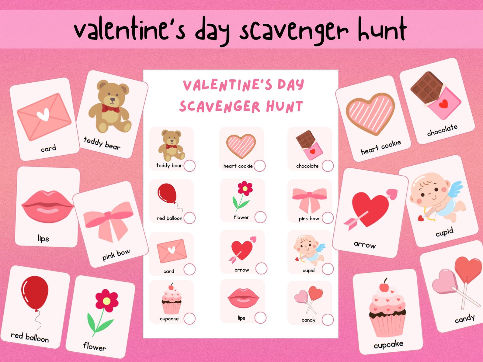 Valentine's Day Activity for Kids, Scavenger Hunt Printable, Valentine ...