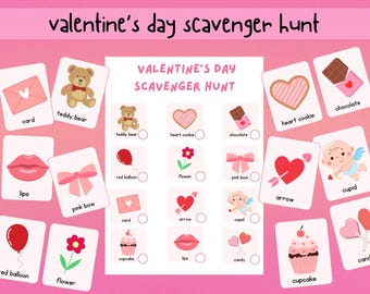 Valentine&#39;s Day Activity for Kids, Scavenger Hunt Printable, Valentine Game for Kids, Indoor Scavenger Hunt, Valentine&#39;s Day Scavenger Hunt