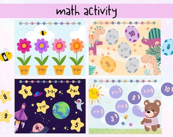 Preschool Math, Math Activity for Kids, Addition, Learning to Add, Beginning Math