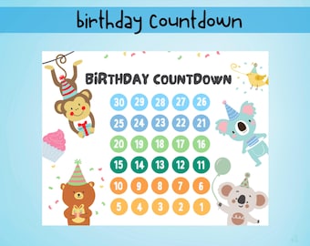 Birthday Countdown Printable, Kids Birthday Countdown, Milestone Birthday Calendar