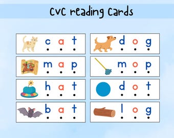 CVC Reading, CVC Words, Reading Activity, Kindergarten Activity, Montessori Reading, CVC Flashcards, Blending Sounds, Phonics