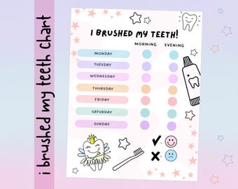 I Brushed My Teeth Chart, Teeth Brushing Chart, Teeth Brush Tracker