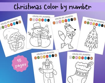 Christmas Coloring Pages, Christmas Color by Number, Coloring Pages For Kids, Christmas Activity, Kids Coloring
