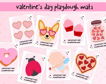 Valentine's Day Activity for Kids, Valentine's Day Playdough Mats, Preschool Activity, Playdoh Activity
