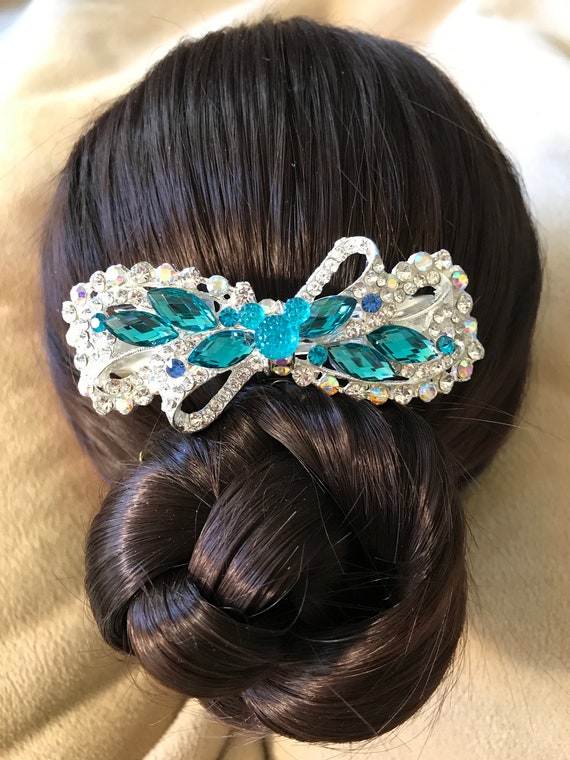 Disney Inspired Wedding-Dapper Days-Rhinestone Hair Accessory-Wedding Rehearsal-Bridal Shower Gift-Engagement Party-Aqua Wedding Barrette