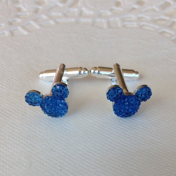 Mouse ears cufflinks for wedding party in royal Blue acrylic, gift box included for free!