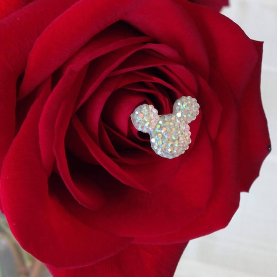 Disney Wedding-Twelve Hidden Mickeys-Bouquet Flower Picks-Corsage Floral Pins-Flower Posts-Clear AB-Bridal Flowers
