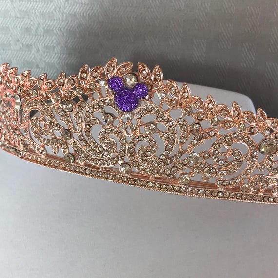 Tiara Crown in Rose Gold, Disney Wedding, Hidden Mickey
