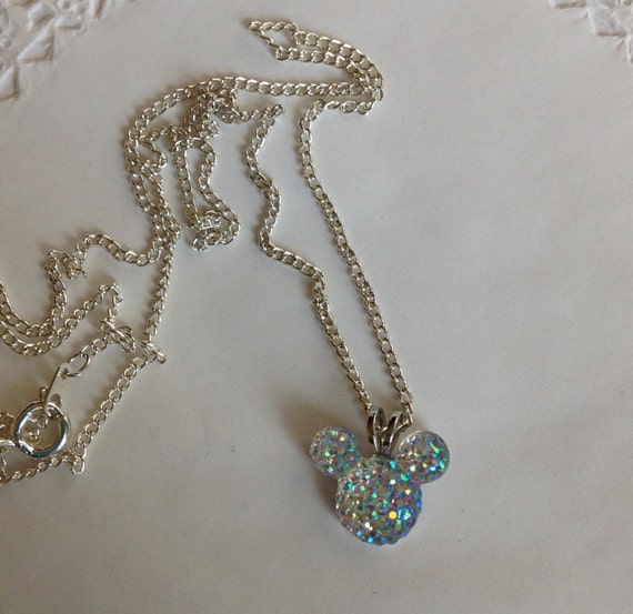 Disney Trip MOUSE EARS Necklace for Wedding Party in Dazzling Clear AB Acrylic