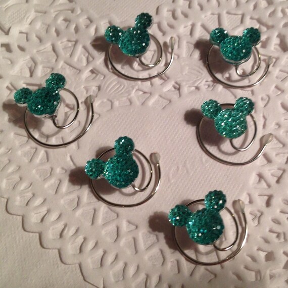 Disney Wedding-6 Clear AB Mickey Mouse Spin Pins--Cinderella Gift- Hair Coils-Hidden Mickeys