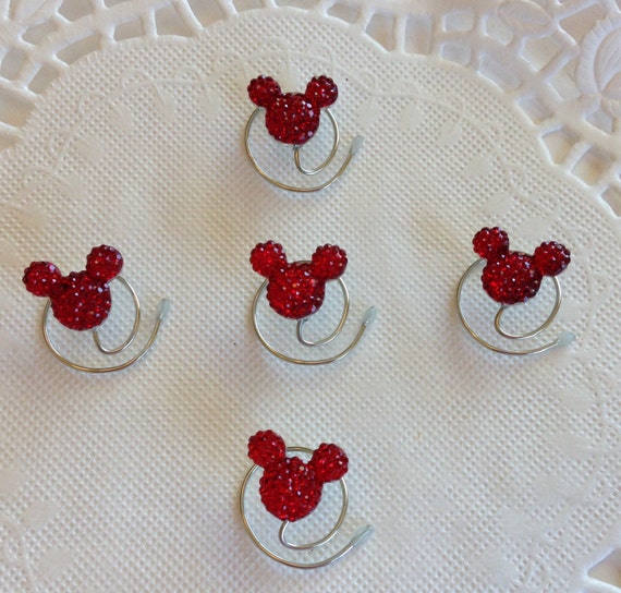 Mouse Ears Hair Swirls-Disney Wedding-Bright Red Acrylic-Hair Spins-Hair Coils-Hair Spirals-Disney Trip-Cinderella Gift