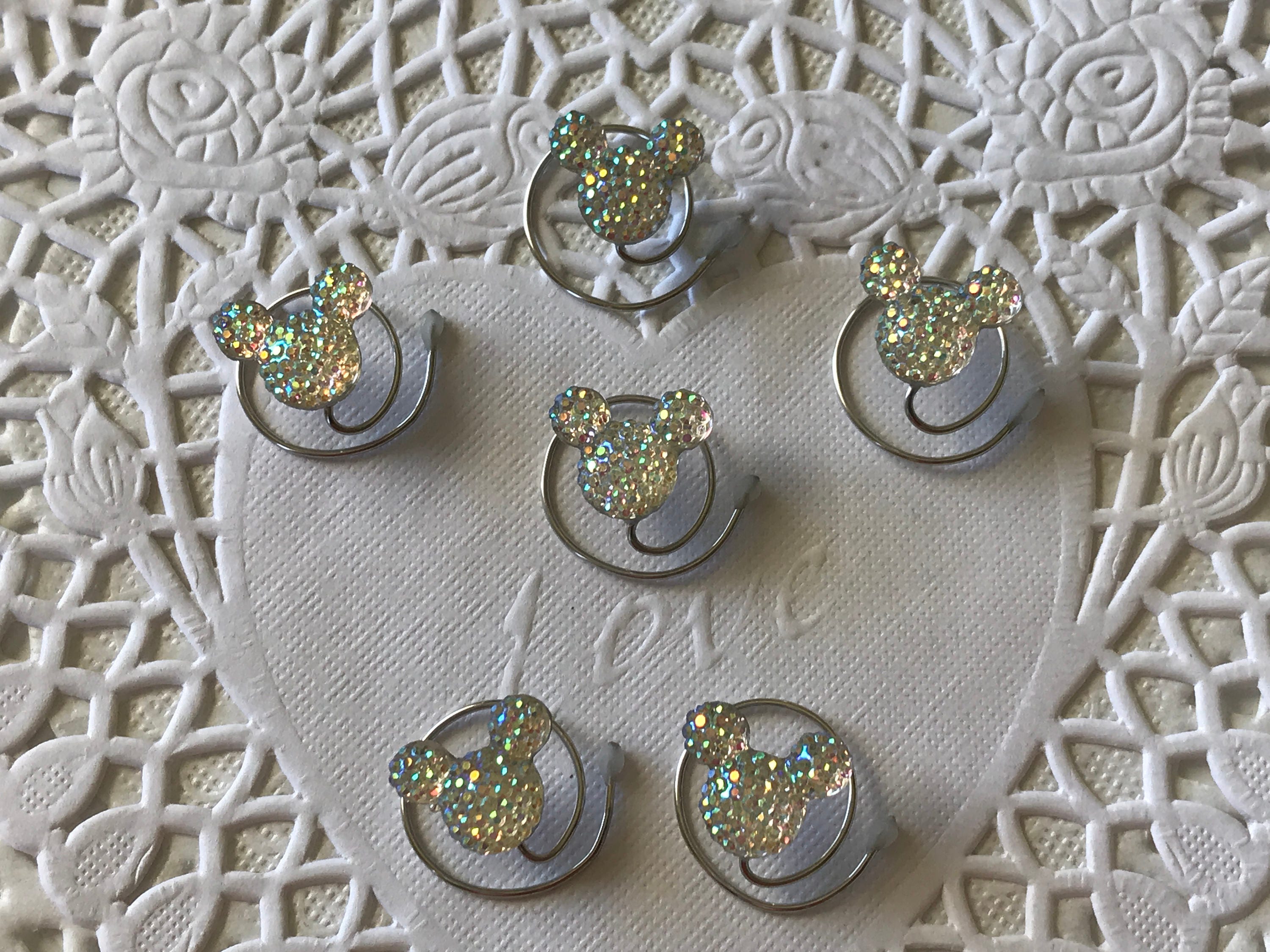 Disney Wedding 6 Clear Ab Mickey Mouse Spin Pins Cinderella