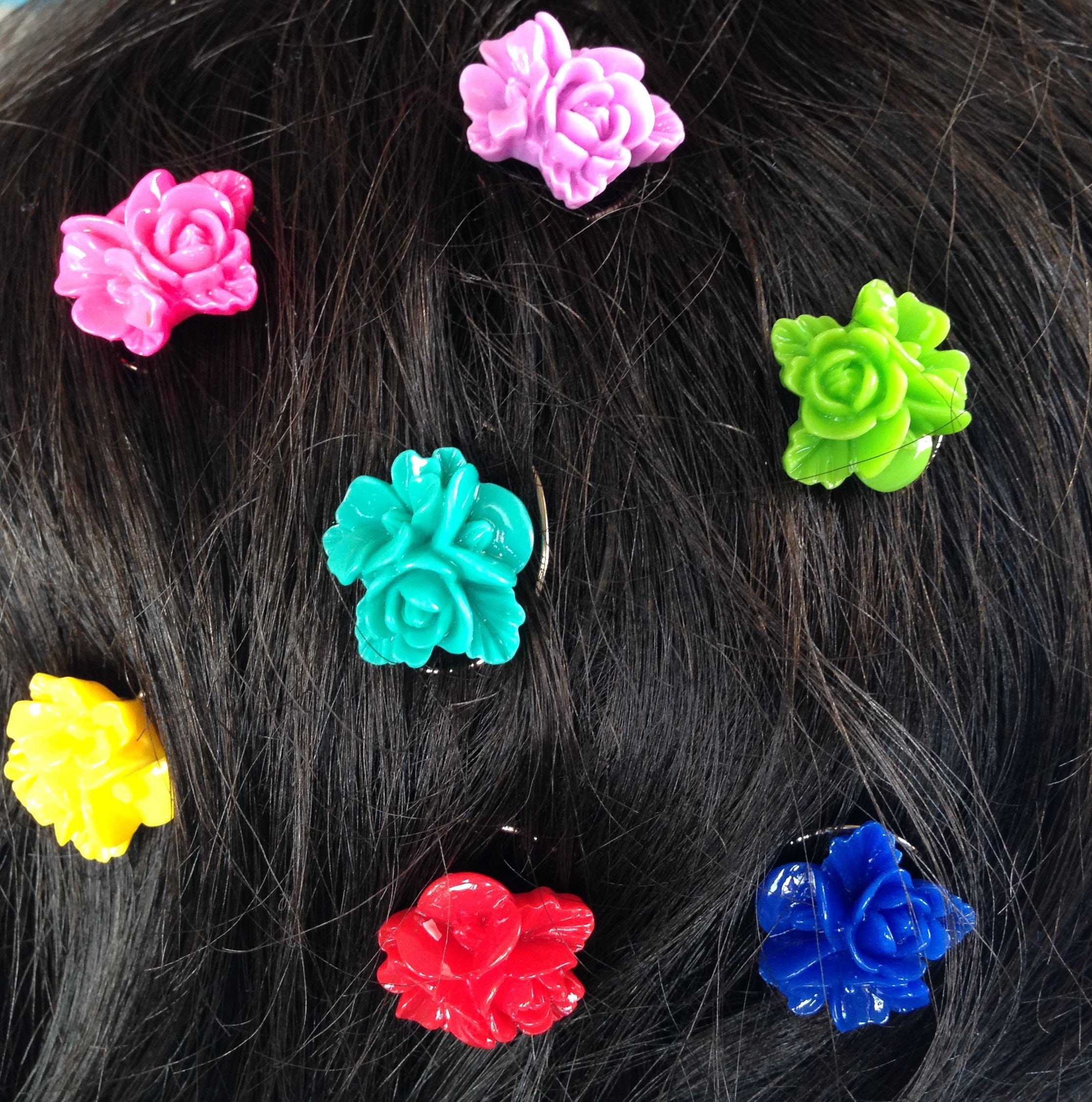 Prom Hair Jewelry Hair Swirls Spin Pins Spirals Rainbow Flowers