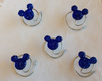 Disney wedding mouse ears hair swirls, royal blue acrylic hidden mickey hair spins