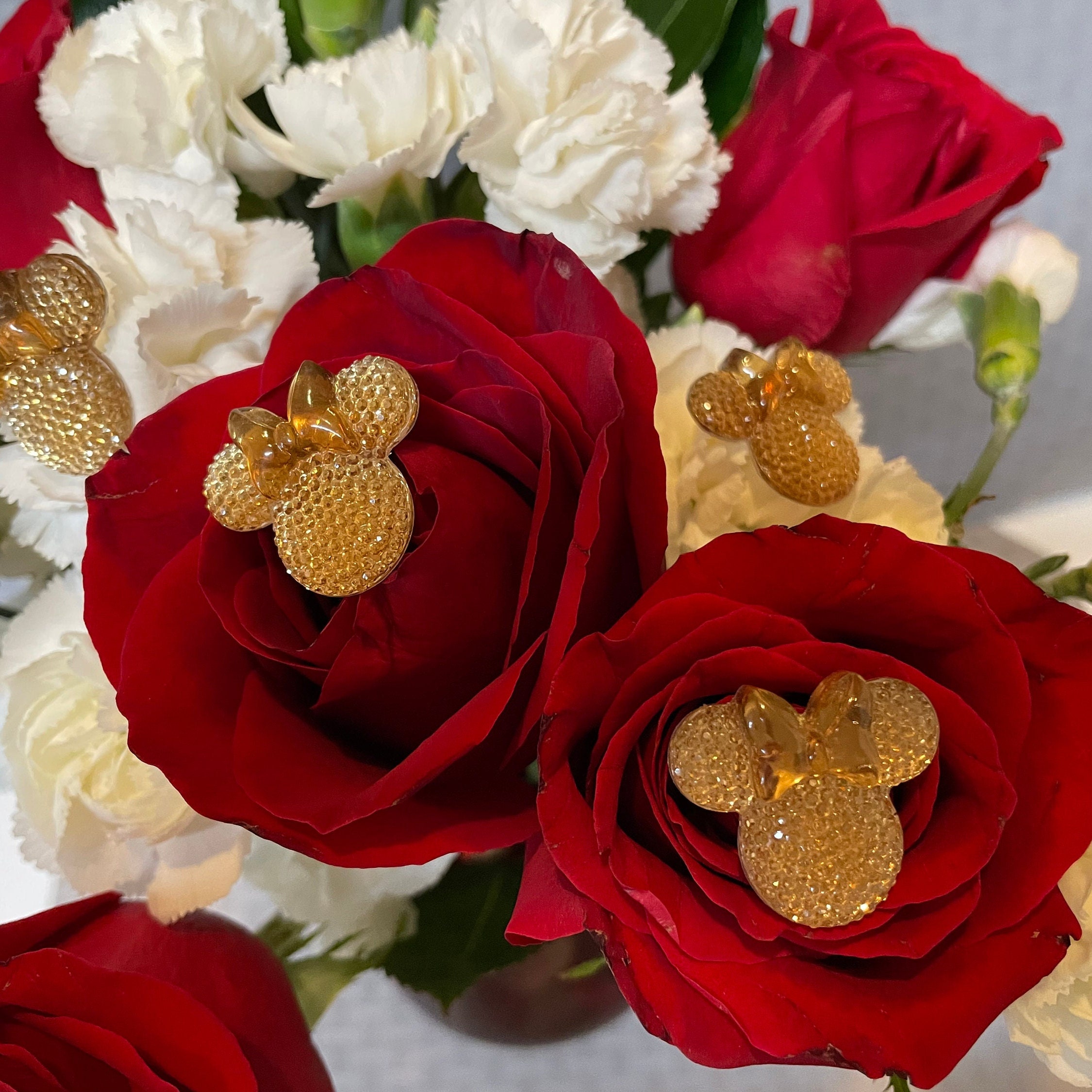 Disney Wedding Flower Pin 6 Hidden Mickey Mouse Ears Bouquets Centerpieces  Boutonnieres Flower Picks Floral Pins Flower Posts Bridal Flowers
