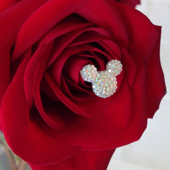 Disney Wedding-Hidden Mickey Bouquets-Fairy tale Reception Centerpiece-Mouse Flower Picks Corsage-Floral Pins-Flower Post-Clear AB-(QTY 12)