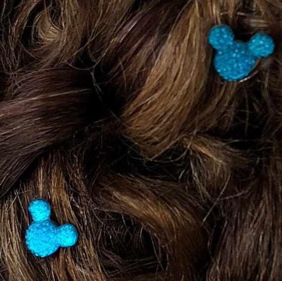 Disney Wedding-6 Clear AB Mickey Mouse Spin Pins--Cinderella Gift- Hair Coils-Hidden Mickeys