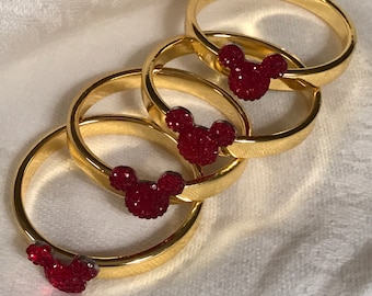 Set van 4 op rode Disney geïnspireerde bruiloft servetringen-Douchecadeau-Verlovingsfeest-Vrijgezellenfeest-Disney Cruise-Golden Circle servetringen