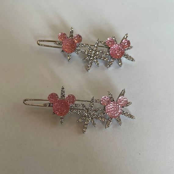 Mickey barrettes, celestial mouse, Disney wedding bridesmaid, flower girl, stocking stuffer (1Pair)
