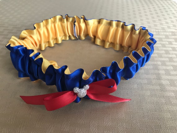 Snow White Wedding Garter-Bridal Garter-Royal and Gold-Disney Shower Gift-Hidden Mickey