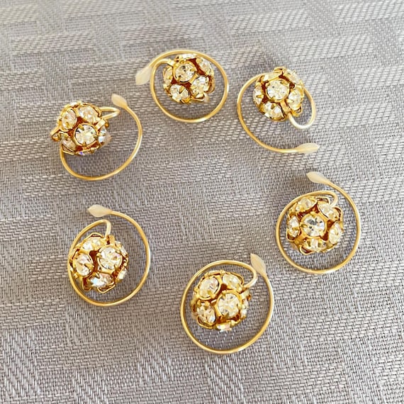 Ballroom Dancer Hair Swirls-Czech Crystal-Hair Spins-Spirals-Twists-Gold Tone Filigree