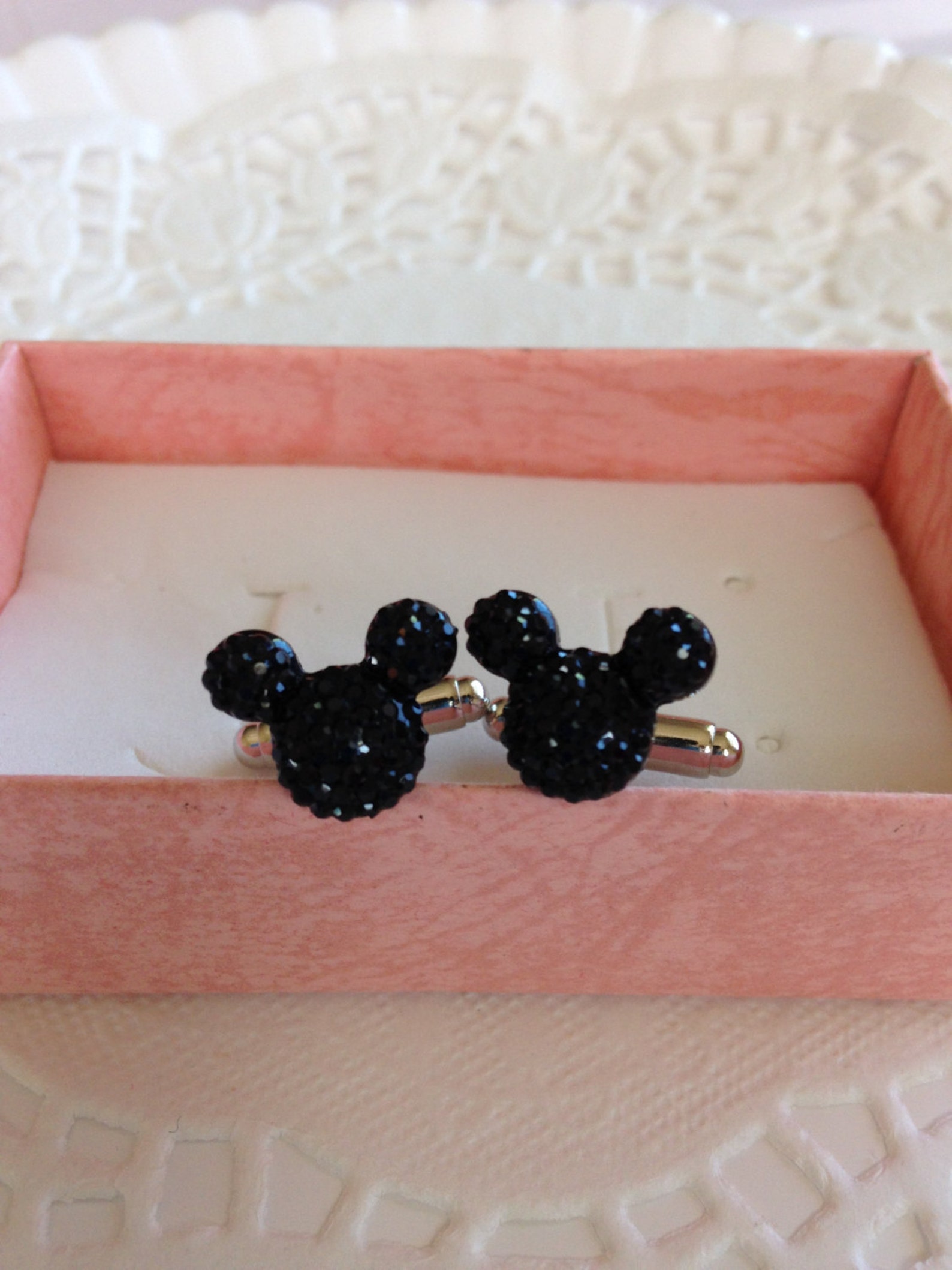 MOUSE EARS Cufflinks for Wedding Partyblack Acrylicgift Box Etsy