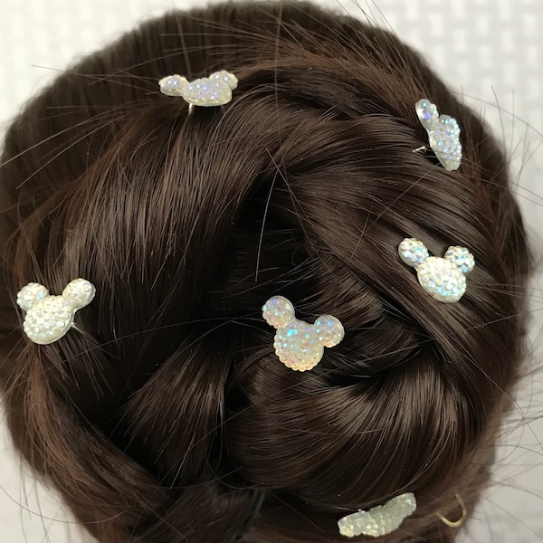 Horquillas de Mickey Mouse, horquillas en forma de U, inspiradas en Disney para bodas y fiestas de compromiso, con acabado arcoíris.