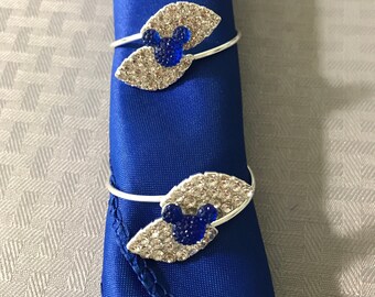 Disney wedding napkin rings, shower gift, engagement party, bachelorette party, Disney cruise, classic royal Mickey, silver ring