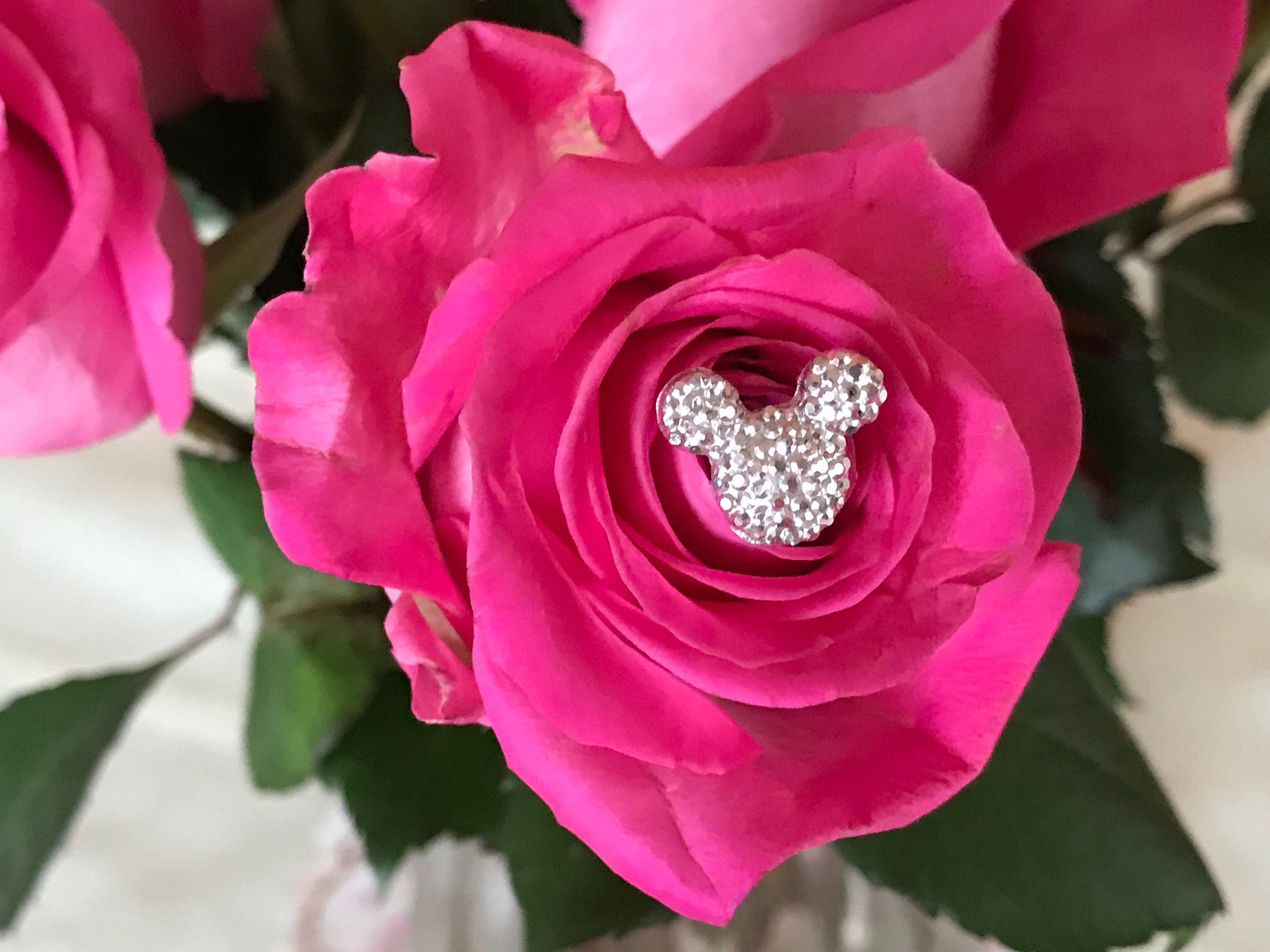 Disney Wedding Qty Of 6 Silver Tone Hidden Mickeys Bouquet Pins Wedding Floral Pins Flower Picks Wedding Bouquets